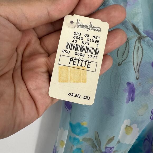 VTG Valentino Intimo Blue Floral Lingerie Gown Matching Robe 2 PC Set Petite NEW - Picture 14 of 16